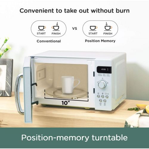  COMFEE Retro Countertop Microwave Oven with Compact Size, Position-Memory Turntable, Sound On/Off Button, Child Safety Lock and ECO Mode, 0.7Cu.ft/700W, Pastel Green, AM720C2RA-G