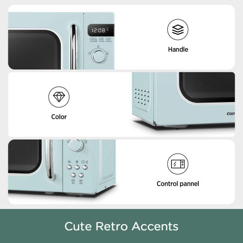  COMFEE Retro Countertop Microwave Oven with Compact Size, Position-Memory Turntable, Sound On/Off Button, Child Safety Lock and ECO Mode, 0.7Cu.ft/700W, Pastel Green, AM720C2RA-G
