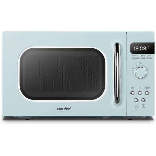  COMFEE Retro Countertop Microwave Oven with Compact Size, Position-Memory Turntable, Sound On/Off Button, Child Safety Lock and ECO Mode, 0.7Cu.ft/700W, Pastel Green, AM720C2RA-G