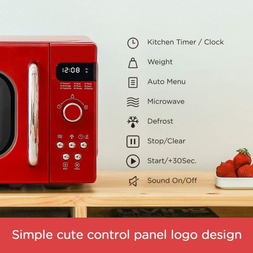  COMFEE Retro Countertop Microwave Oven with Compact Size, Position-Memory Turntable, Sound On/Off Button, Child Safety Lock and ECO Mode, 0.7Cu.ft/700W, Passionate Red, AM720C2RA-R