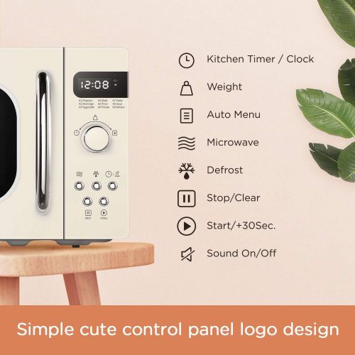  COMFEE Retro Countertop Microwave Oven with Compact Size, Position-Memory Turntable, Sound On/Off Button, Child Safety Lock and ECO Mode, 0.7Cu.ft/700W, Cream, AM720C2RA-A