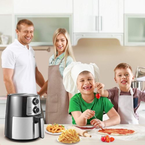  COMFEE 3.7QT Electric Air Fryer & Oilless Cooker with 8 Menus and Timer & Temperature Control, Nonstick Fry Basket with Stainless Steel Finish, Auto Shut-off, 1400W, BPA & PFOA Fre