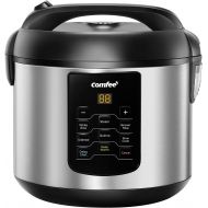 COMFEE Rice Cooker, 6-in-1 Stainless Steel Multi Cooker, Slow Cooker, Steamer, Saute, and Warmer, 2 QT, 8 Cups Cooked(4 Cups Uncooked), Brown Rice, Quinoa and Oatmeal, 6 One-Touch