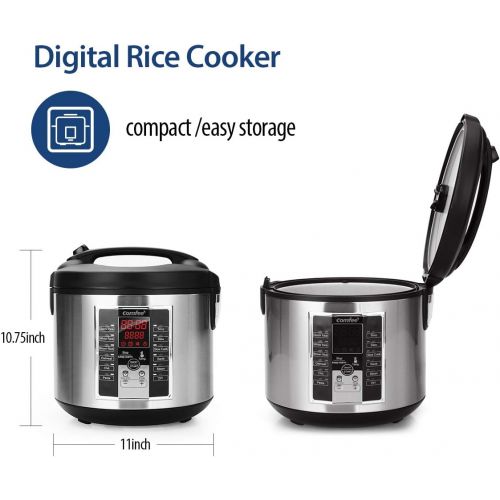  COMFEE Rice Cooker, Slow Cooker, Steamer, Stewpot, Saute All in One (12 Digital Cooking Programs) Multi Cooker (5.2Qt ) Large Capacity, 24 Hours Preset & Instant Keep Warm