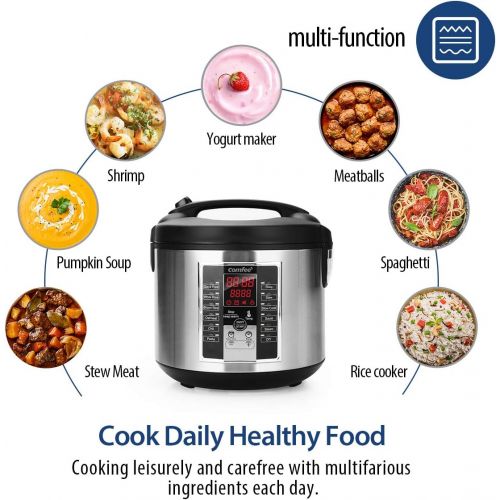  COMFEE Rice Cooker, Slow Cooker, Steamer, Stewpot, Saute All in One (12 Digital Cooking Programs) Multi Cooker (5.2Qt ) Large Capacity, 24 Hours Preset & Instant Keep Warm