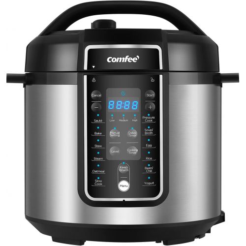  COMFEE’ 6 Quart Pressure Cooker 12-in-1, One Touch Kick-Start Multi-Functional Programmable Slow Cooker, Rice Cooker, Steamer, Saute pan, Egg Cooker, Warmer and More