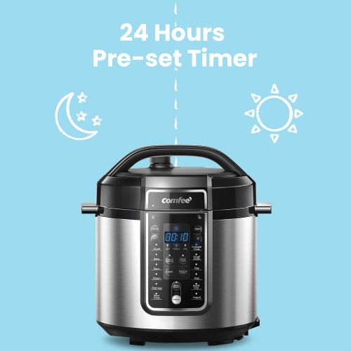  COMFEE’ 6 Quart Pressure Cooker 12-in-1, One Touch Kick-Start Multi-Functional Programmable Slow Cooker, Rice Cooker, Steamer, Saute pan, Egg Cooker, Warmer and More