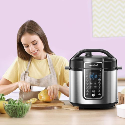  COMFEE’ 6 Quart Pressure Cooker 12-in-1, One Touch Kick-Start Multi-Functional Programmable Slow Cooker, Rice Cooker, Steamer, Saute pan, Egg Cooker, Warmer and More