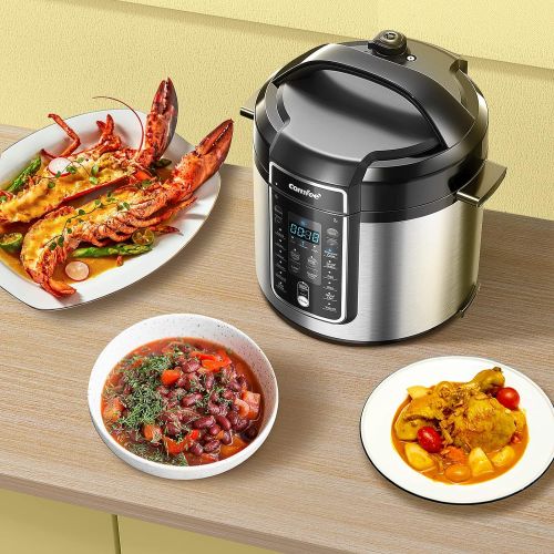  COMFEE’ 6 Quart Pressure Cooker 12-in-1, One Touch Kick-Start Multi-Functional Programmable Slow Cooker, Rice Cooker, Steamer, Saute pan, Egg Cooker, Warmer and More