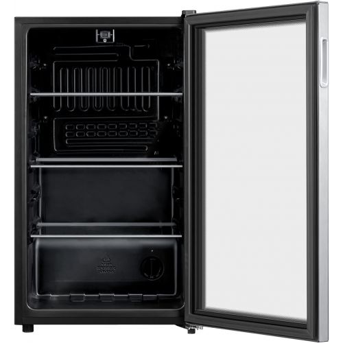  [아마존베스트]Comfee 115-120 Can Beverage Cooler/Refrigerator, 115 cans capacity, mechanical control, glass door with stainless steel frame,Glass shelves/adjustable legs for home/apartment