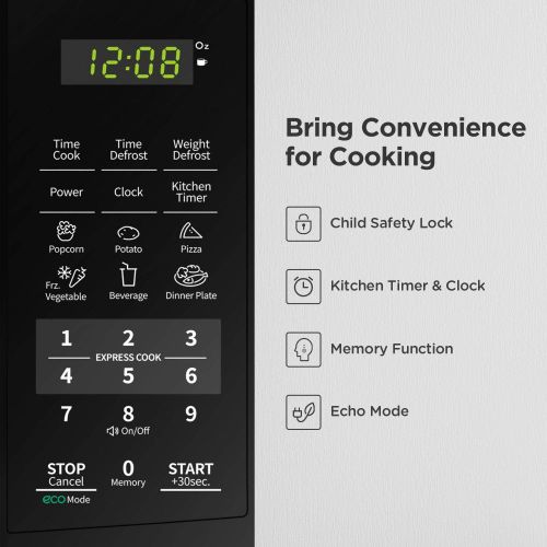 [아마존베스트]COMFEE EM720CPL-PMB Countertop Microwave Oven with Sound On/Off, ECO Mode and Easy One-Touch Buttons, 0.7cu.ft, 700W, Black