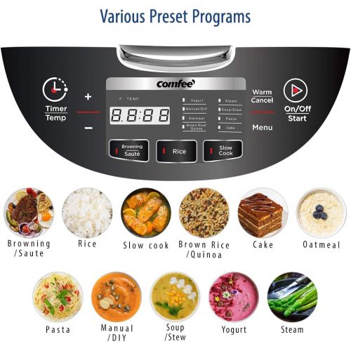  [아마존베스트]COMFEE 5.2Qt Asian Style Programmable All-in-1 Multi Cooker, Rice Cooker, Slow Cooker, Steamer, Saute, Yogurt Maker, Stewpot with 24 Hours Delay Timer and Auto Keep Warm Functions