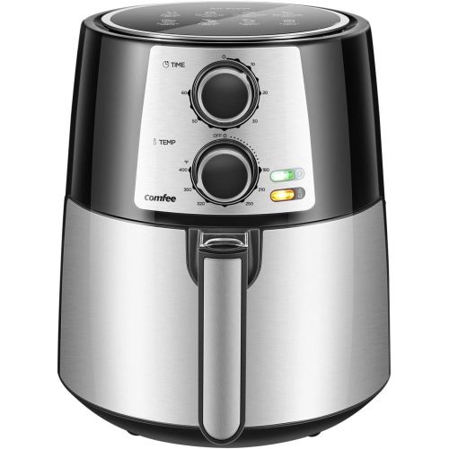  COMFEE 3.7QT Electric Air Fryer & Oilless Cooker with 8 Menus and Timer & Temperature Control, Nonstick Fry Basket with Stainless Steel Finish, Auto Shut-off, 1400W, BPA & PFOA Fre