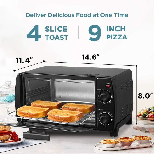  [아마존베스트]COMFEE Toaster Oven Countertop, 4-Slice, Compact Size, Easy to Control with Timer-Bake-Broil-Toast Setting, 1000W, Black (CFO-BB101)