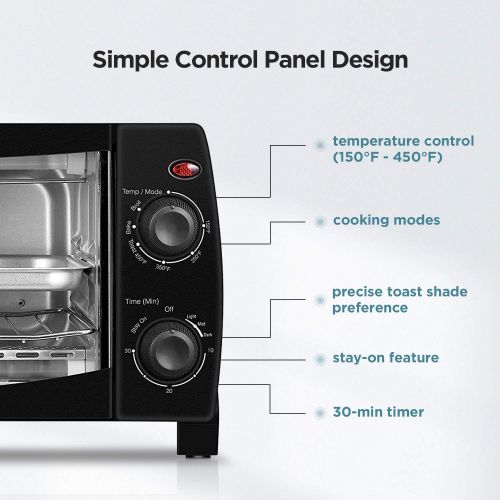  [아마존베스트]COMFEE Toaster Oven Countertop, 4-Slice, Compact Size, Easy to Control with Timer-Bake-Broil-Toast Setting, 1000W, Black (CFO-BB101)