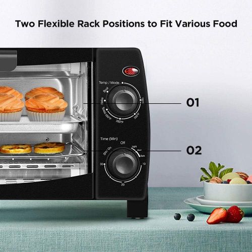  [아마존베스트]COMFEE Toaster Oven Countertop, 4-Slice, Compact Size, Easy to Control with Timer-Bake-Broil-Toast Setting, 1000W, Black (CFO-BB101)