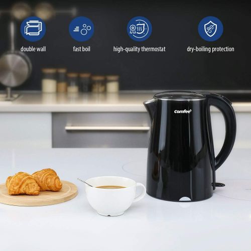  Electric Kettle Teapot, Fast Water Heater Boiler, 1.7 Liter, 1500W BPA-Free, Quiet Boil & Cool Touch Series, Auto Shut-Off and Boil Dry Protection by Comfee