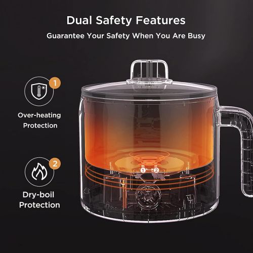  COMFEE Electric Kettle and Cooker, 1.2L Multi-Functional Non-Stick Rapid Mini Cooker for Boiling Water, Eggs, Ramen, Soup, Porridge, Pasta, Oatmeal with Power Adjustment and Steam