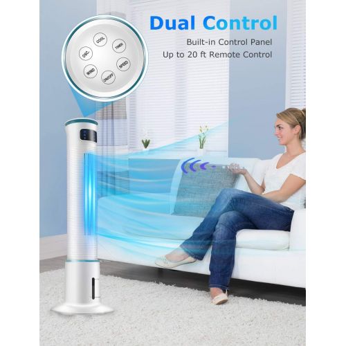  COMFYHOME 2-in-1 43 Evaporative Air Cooler & Tower Fan w/Cooling & Humidification Function, 4 Modes + 3 Wind Speeds, 1Gal Water Tank, 70° Oscillation, 15H Timer, Digital LED Displa