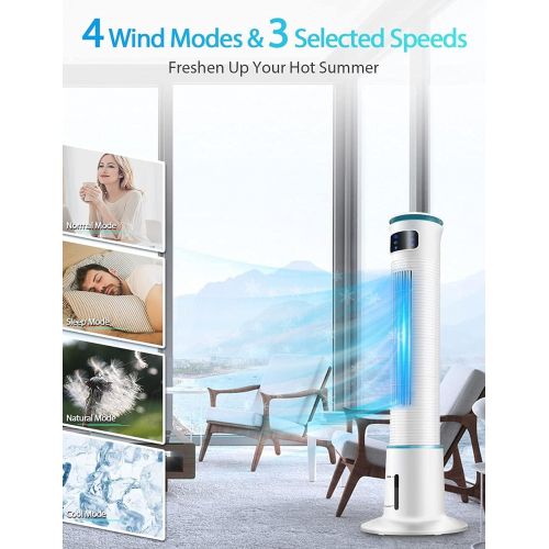  COMFYHOME 2-in-1 43 Evaporative Air Cooler & Tower Fan w/Cooling & Humidification Function, 4 Modes + 3 Wind Speeds, 1Gal Water Tank, 70° Oscillation, 15H Timer, Digital LED Displa