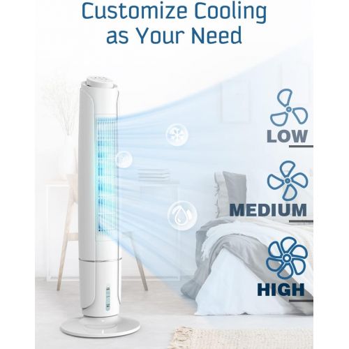  Portable Evaporative Cooler - 3 IN 1 COMFYHOME Evaporative Air Cooler, 60° Oscillation, 3 Speeds Room Cooling Fan, Remote & 12H Timer, Air Conditioner Portable for Home Office Bedr