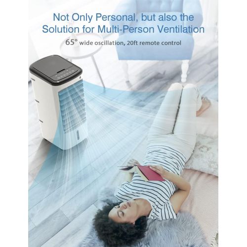  COMFYHOME 3-IN-1 Portable Air Conditioners Windowless, 65° Oscillation Swamp Cooler, 3 Speeds Portable Air Cooler w/Humidifier, Remote & 12 Hours Timmer, Evaporative Cooler Cooling