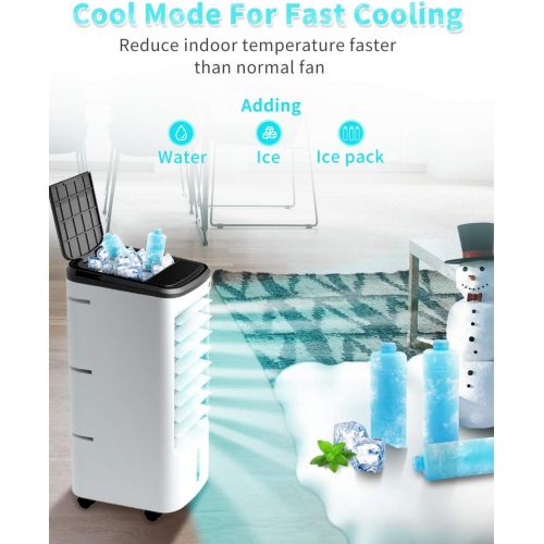  COMFYHOME 3-IN-1 Portable Air Conditioners Windowless, 65° Oscillation Swamp Cooler, 3 Speeds Portable Air Cooler w/Humidifier, Remote & 12 Hours Timmer, Evaporative Cooler Cooling