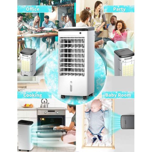  COMFYHOME 3-IN-1 Portable Air Conditioners Windowless, 65° Oscillation Swamp Cooler, 3 Speeds Portable Air Cooler w/Humidifier, Remote & 12 Hours Timmer, Evaporative Cooler Cooling