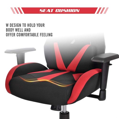  COMFYSIT Racing Gaming Chair Breathable Mesh Back Reclining Chair for Adults with Lumbar Cushion Lifting handrail