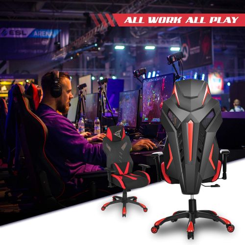  COMFYSIT Racing Gaming Chair Breathable Mesh Back Reclining Chair for Adults with Lumbar Cushion Lifting handrail