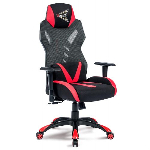  COMFYSIT Racing Gaming Chair Breathable Mesh Back Reclining Chair for Adults with Lumbar Cushion Lifting handrail