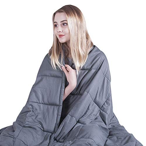  [아마존베스트]COMHO Weighted Blanket for Kids 5 lbs,36x48 Grey 100% Cotton Material with Glass Beads