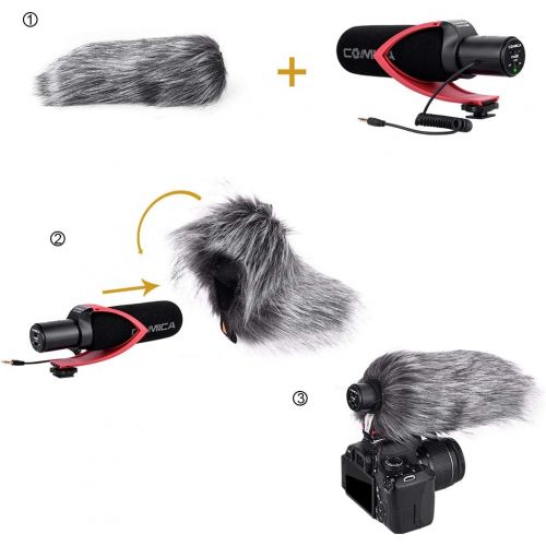  Comica CVM-V30 PRO Camera Microphone Electric Super-Cardioid Directional Condenser Shotgun Video Microphone for Canon Nikon Sony Panasonic DSLR Camera with 3.5mm Jack (Red)