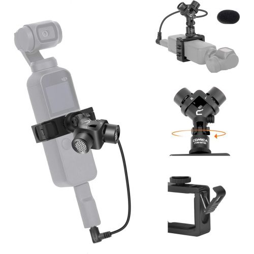  Comica CVM-MT06 Osmo Pocket Microphone, XY Stereo Osmo Pocket Mic with Square Holder, 180°Adjustable Recording DJI OSMO Accessories for Vlogging YouTube Video Shooting etc.(3.5mm T