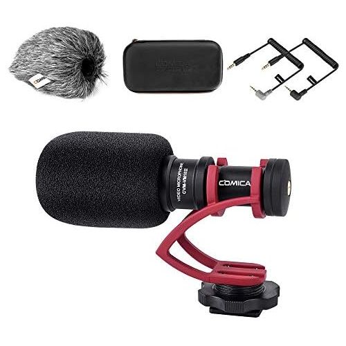  Camera Microphone,Comica CVM-VM10II Professional Video Microphone with Shock Mount, Deadcat,Compact Shotgun Mic Compatible with iPhone,DSLR Camera,Android Smartphones- Perfect for