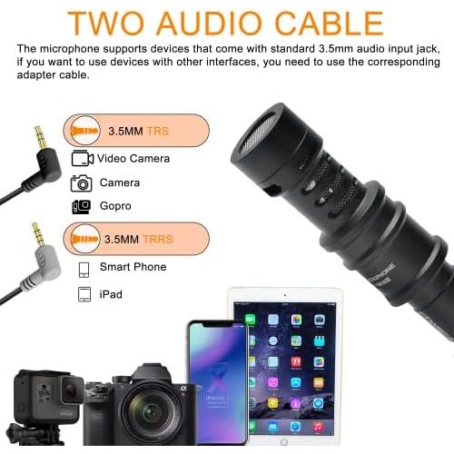  Camera Microphone,Comica CVM-VM10II Professional Video Microphone with Shock Mount, Deadcat,Compact Shotgun Mic Compatible with iPhone,DSLR Camera,Android Smartphones- Perfect for