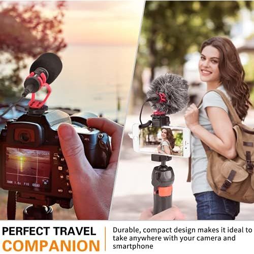  Camera Microphone,Comica CVM-VM10II Professional Video Microphone with Shock Mount, Deadcat,Compact Shotgun Mic Compatible with iPhone,DSLR Camera,Android Smartphones- Perfect for