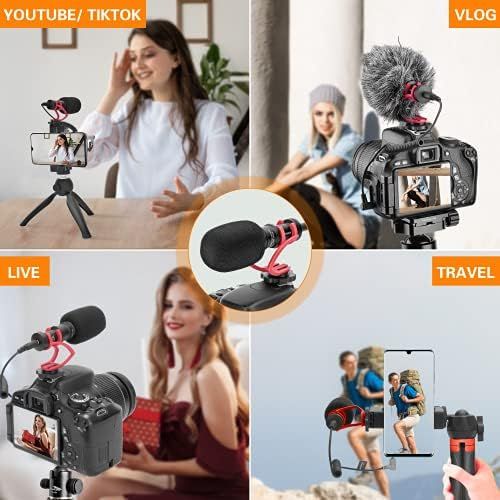  Camera Microphone,Comica CVM-VM10II Professional Video Microphone with Shock Mount, Deadcat,Compact Shotgun Mic Compatible with iPhone,DSLR Camera,Android Smartphones- Perfect for