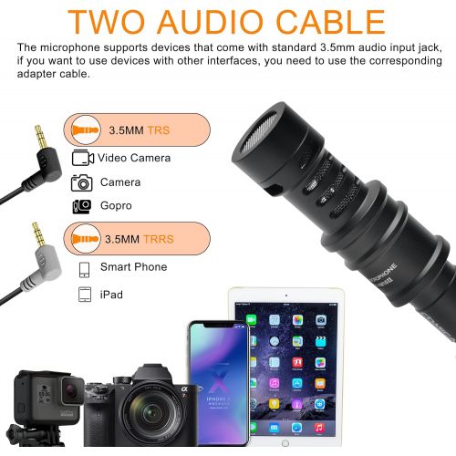  Camera Microphone,Comica CVM-VM10II Professional Video Microphone with Shock Mount, Deadcat,Compact Shotgun Mic Compatible with iPhone,DSLR Camera,Android Smartphones- Perfect for