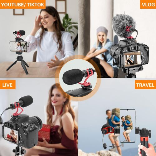  Camera Microphone,Comica CVM-VM10II Professional Video Microphone with Shock Mount, Deadcat,Compact Shotgun Mic Compatible with iPhone,DSLR Camera,Android Smartphones- Perfect for