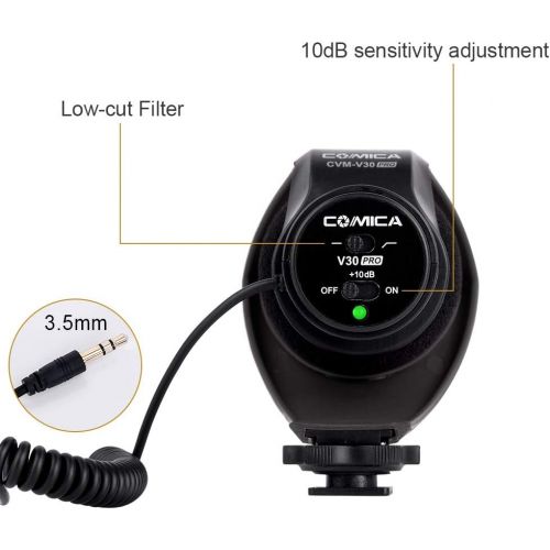  [아마존베스트]Comica CVM-V30 PRO Camera Microphone Electric Super-Cardioid Directional Condenser Shotgun Video Microphone for Canon Nikon Sony Panasonic DSLR Camera with 3.5mm Jack (Black)