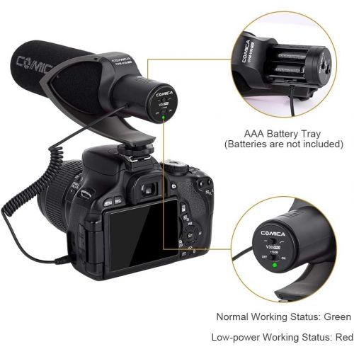  [아마존베스트]Comica CVM-V30 PRO Camera Microphone Electric Super-Cardioid Directional Condenser Shotgun Video Microphone for Canon Nikon Sony Panasonic DSLR Camera with 3.5mm Jack (Black)