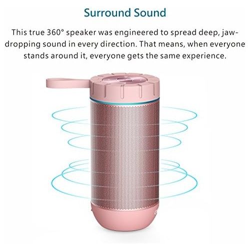  [아마존베스트]COMISO Waterproof Bluetooth Speakers Outdoor Wireless Portable Speaker with 24 Hours Playtime Superior Sound for Camping, Beach, Sports, Pool Party, Shower (Rose Gold)