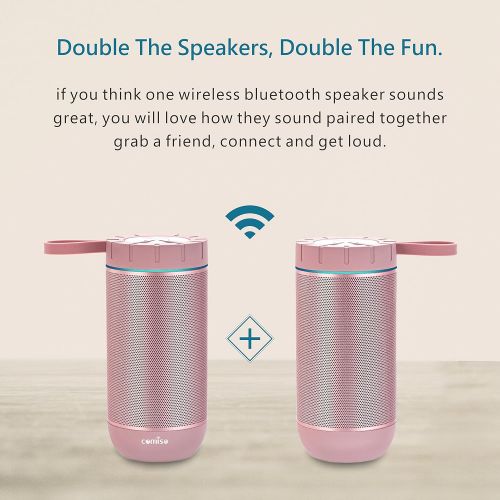  [아마존베스트]COMISO Waterproof Bluetooth Speakers Outdoor Wireless Portable Speaker with 24 Hours Playtime Superior Sound for Camping, Beach, Sports, Pool Party, Shower (Rose Gold)