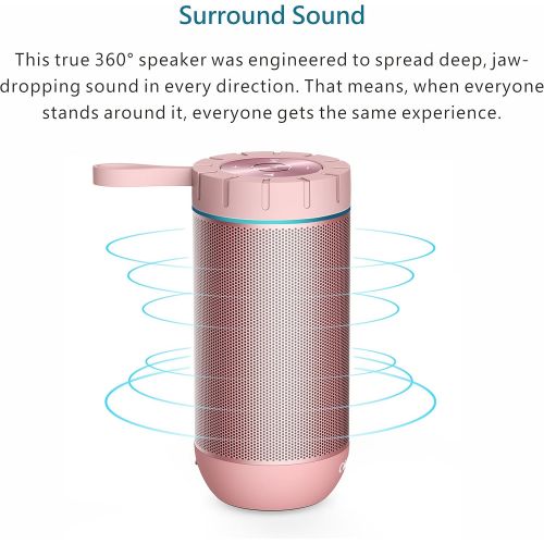  [아마존베스트]COMISO Waterproof Bluetooth Speakers Outdoor Wireless Portable Speaker with 24 Hours Playtime Superior Sound for Camping, Beach, Sports, Pool Party, Shower (Rose Gold)