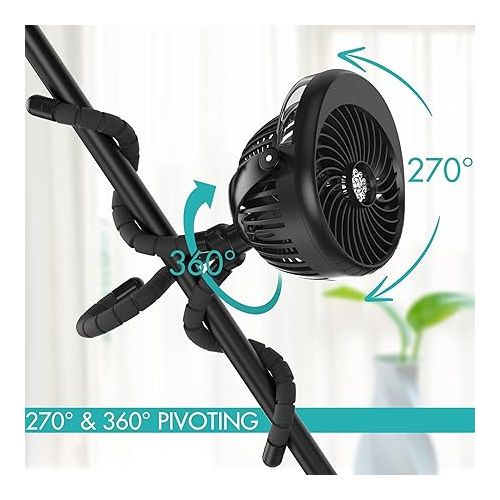  COMLIFE Misting Baby Stroller Fan, 270° & 360° Pivoting Portable Fan, Battery Operated USB Fan, Handheld Misting Fan, with Flexible Tripod Clip on Car Seat Crib Bike Treadmill Bunk Bed