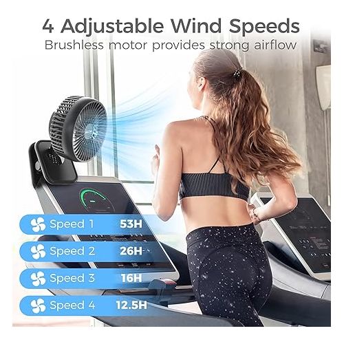  6'' Clip On Fan,10000mAh Battery Operated Desk Fan,360° Rotation Stroller Fan,Max 53H Working Time Rechargeable USB Fan,4 Speeds Personal Fan with Sturdy Clamp for Golf Cart Office Outdoor Treadmill