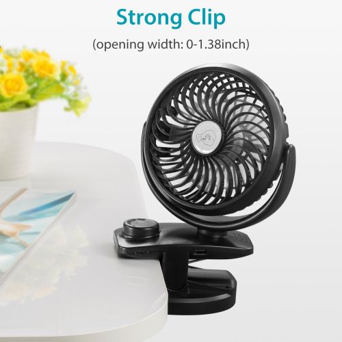  [아마존 핫딜]  [아마존핫딜]COMLIFE Battery Operated Clip on Portable Fan with 4400mAh Power Bank Feature, Rechargeable Battery Personal Cooling Fan for Baby Stroller, 6-32 Hours Working Time,Stepless Regulat