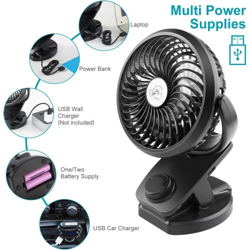  [아마존 핫딜]  [아마존핫딜]COMLIFE Battery Operated Clip on Portable Fan with 4400mAh Power Bank Feature, Rechargeable Battery Personal Cooling Fan for Baby Stroller, 6-32 Hours Working Time,Stepless Regulat