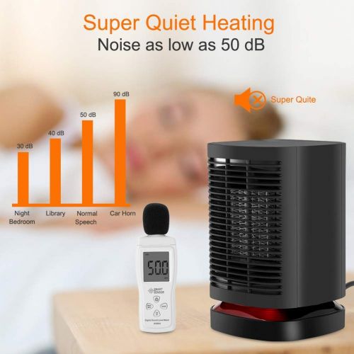  COMLIFE Ceramic Space Heater, 950W Portable Electric Fan Heater with Auto Oscillation, Mini Personal PTC Heater with Fan, ETL Listed, Tip-Over&Overheating Protection for Office Ind